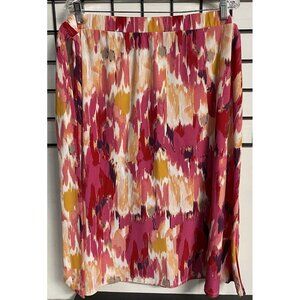 Cupio Full Skirt Womens XL Attached Belt Pink Orange Elastic Waist